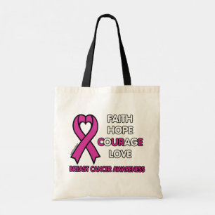 Bolso De Tela Fe Esperanza Coraje El Amor... El Cáncer de Mama