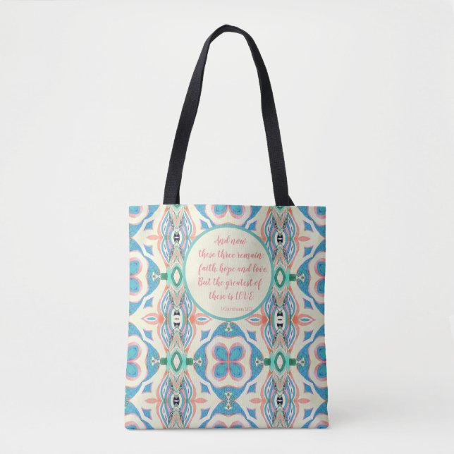 Bolso De Tela Fe, esperanza y amor (Anverso)