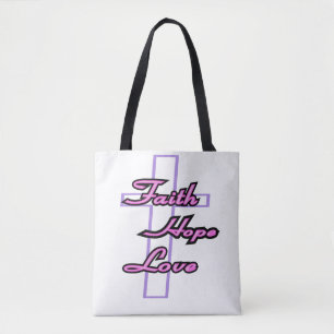 Bolso De Tela Fe, esperanza y amor