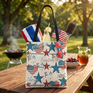 Bolso De Tela Fe Retro Patriótico de Fe, Libertad y Libertad