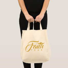 Bolso De Tela Fe sobre miedo Gráfico de oro