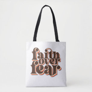 Bolso De Tela Fe sobre miedo Inspiración cristiana retro moderna