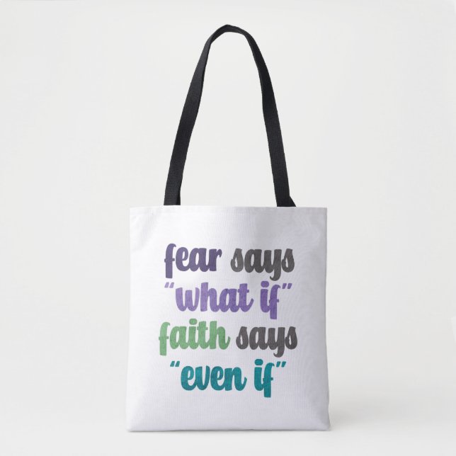 Bolso De Tela Fear versus Faith Quote (Anverso)