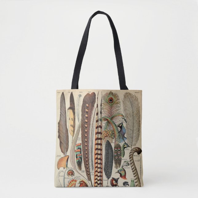 Bolso De Tela Feather Bird Wildlife Antigüedades Feathers (Anverso)