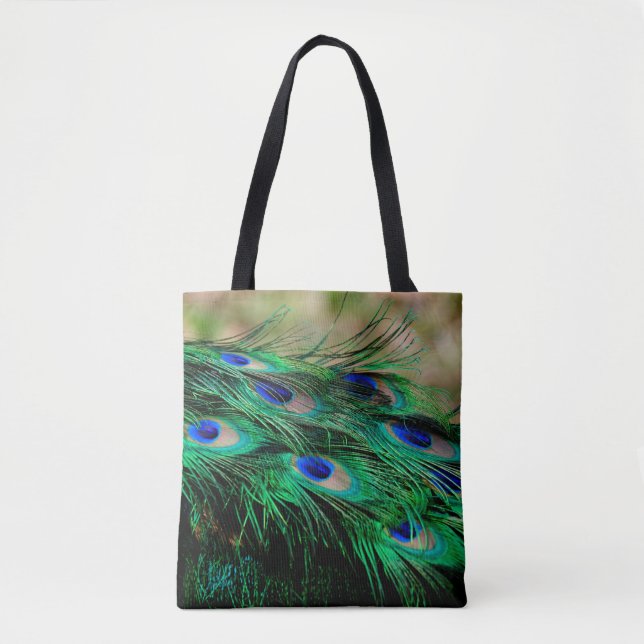 Bolso De Tela Feathers peacock plumas (Anverso)