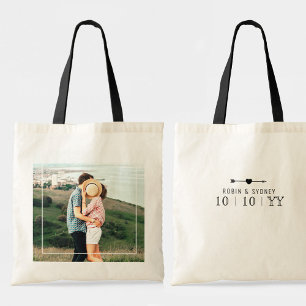 Bolso De Tela Fecha de Boda con Tu Foto