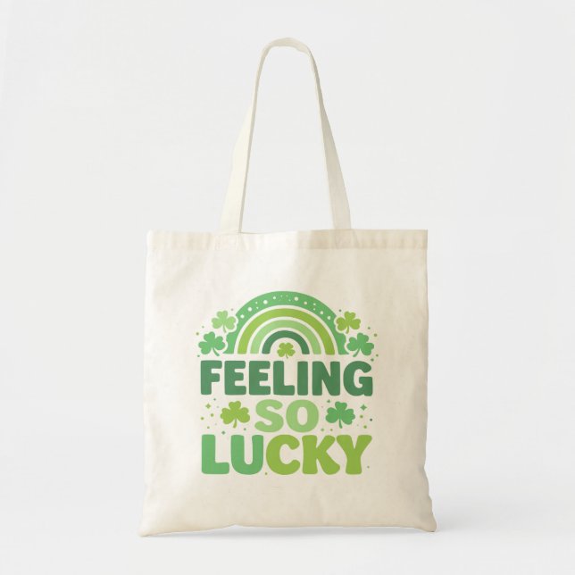 Bolso De Tela Feeling So Lucky Green Rainbow St. Patrick’s Day (Frente)