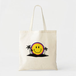 Bolso De Tela Felices 70 Retro Cara Sonriente Atardecer Playa Vi