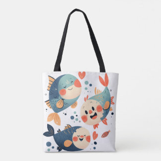 Bolso De Tela Felices amigos de peces