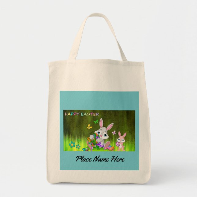 Bolso De Tela Felices conejitas de Pascua (Frente)