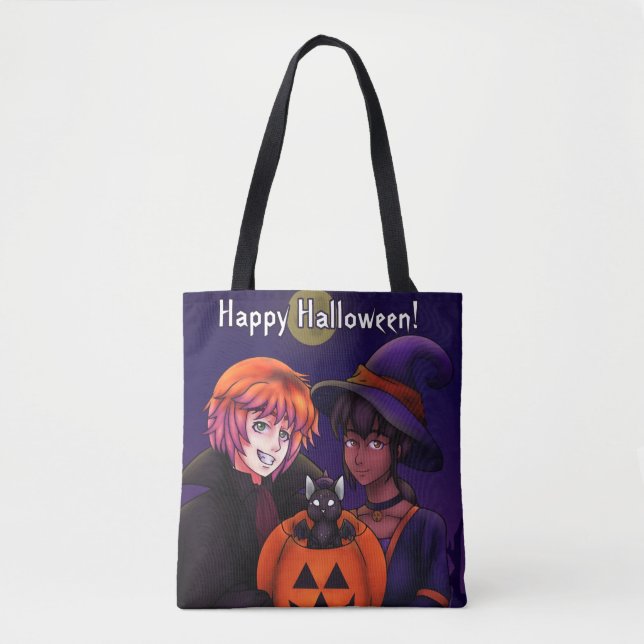 Bolso De Tela Felices disfraces de Halloween (Anverso)