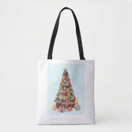 Bolso De Tela Felices Fiestas. Árbol de Navidad