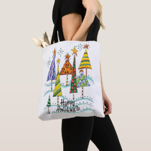 Bolso De Tela ¡Felices Fiestas! Árboles de Navidad Lindos con Es