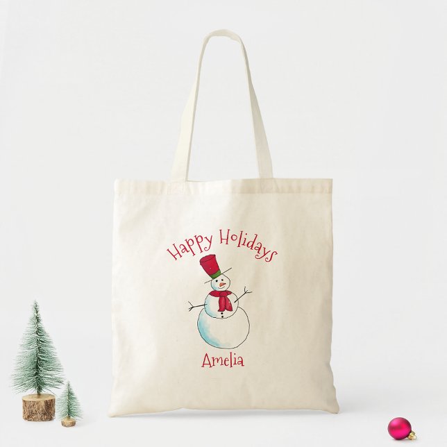 Bolso De Tela Felices fiestas Navidades Snowman (Subido por el creador)