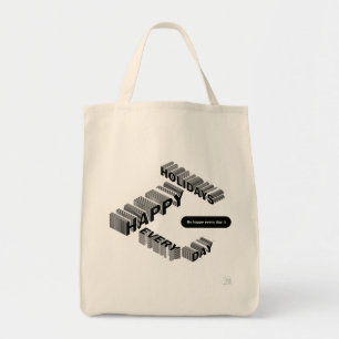 Bolso De Tela Felices fiestas, negro y blanco