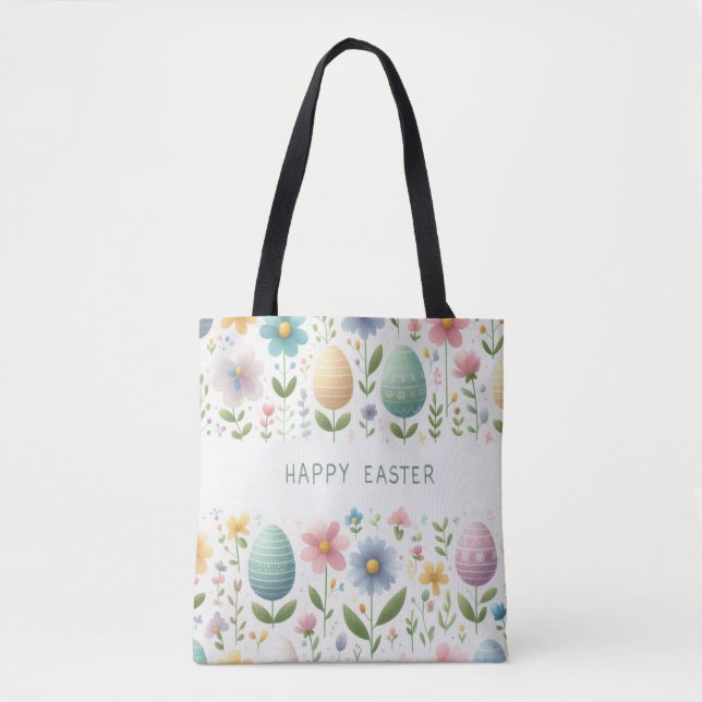 Bolso De Tela Felices flores de Pascua (Anverso)