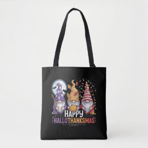 Bolso De Tela Felices Gnomos de HalloGraciasMas Halloween Navida