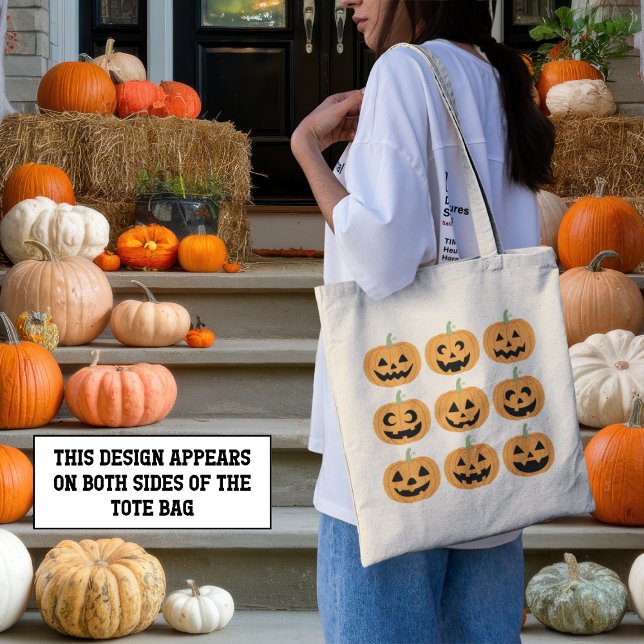 Bolso De Tela Felices Jack-O'-Lanterns (This item is for display purposes only to illustrate the design element. )