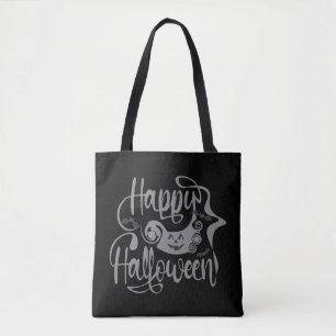 Bolso De Tela Felices murciélagos de Halloween jack o lantern