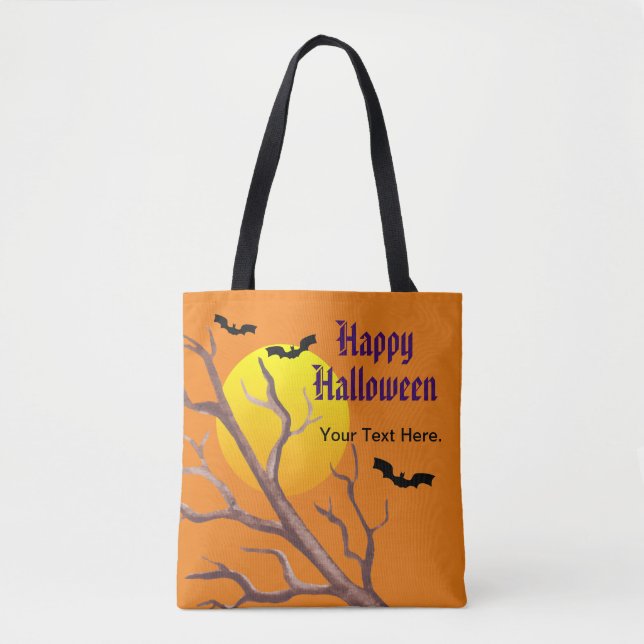 Bolso De Tela Felices Murciélagos De Halloween Y La Luna (Anverso)
