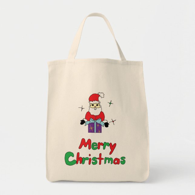 Bolso De Tela Felices Navidad de Papá Noel (Frente)