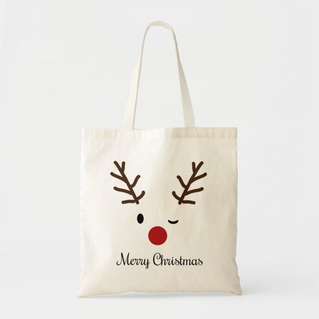 Bolso De Tela Felices Navidad de Rudolph (Frente)