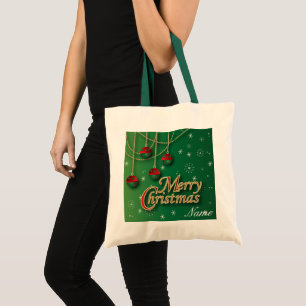 Bolso De Tela Felices Navidad verdes claras