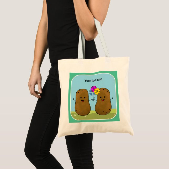 Bolso De Tela Felices Patatas, Un Montón De Flores, Personalizad (Anverso (producto))