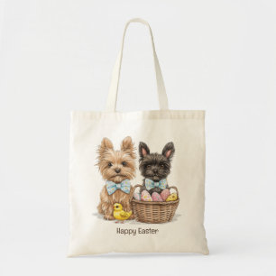 Bolso De Tela Felices Perros Terrier de Yorkshire en Pascua