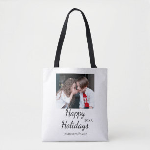 Bolso De Tela Felices vacaciones niños foto de familia regalos m