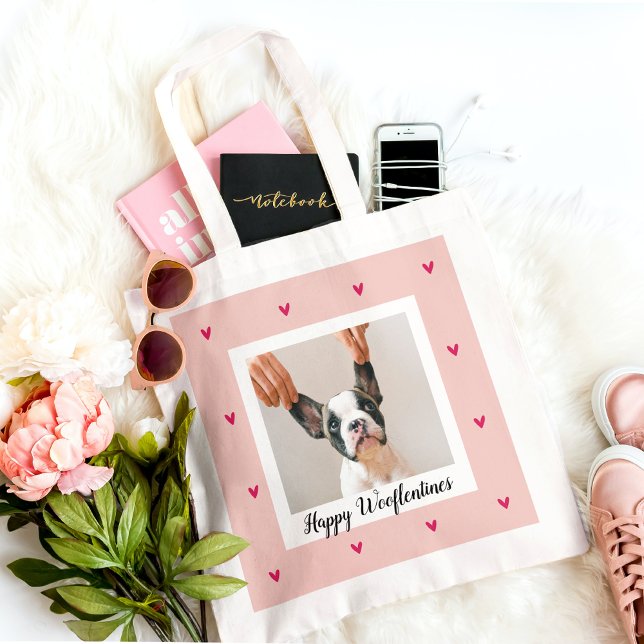 Bolso De Tela Felices Wooflentines Con Foto De Perro | Rojo y Ro (Subido por el creador)
