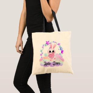 Bolso De Tela Felicidad magia dulce conejo en el arco iris