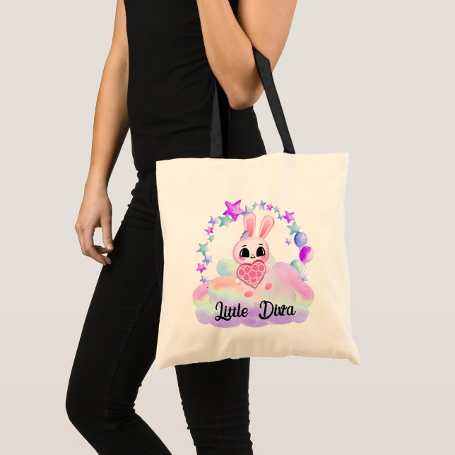 Bolso De Tela Felicidad magia dulce conejo en el arco iris (Anverso (producto))