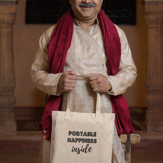 Bolso De Tela Felicidad portátil dentro de la inspiración motiva (Shop now and share the joy on the go!)