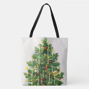 Bolso De Tela Felicitaciones de Navidad, tarjeta vintage, árbol 