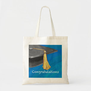 Bolso De Tela Felicitaciones Negro y Azul