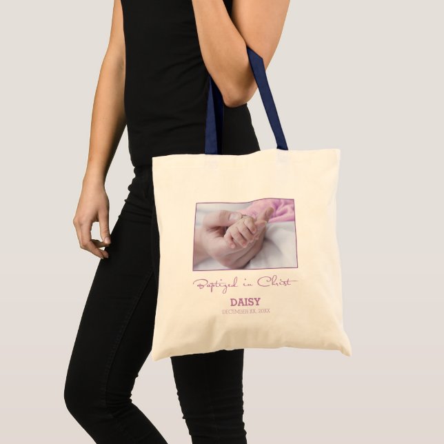 Bolso De Tela Felicitaciones por bautismo chica a bebé personali (Anverso (producto))