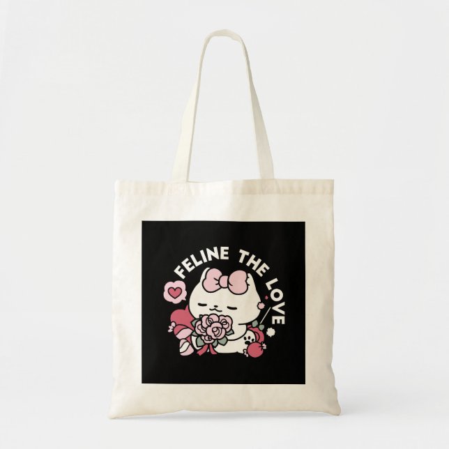 Bolso De Tela Feline el amor - lindo diseño de gato de San Valen (Frente)