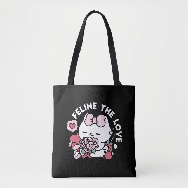 Bolso De Tela Feline el amor - lindo diseño de gato de San Valen (Anverso)