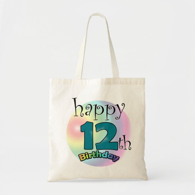 Bolso De Tela Feliz 12° cumpleaños (Frente)