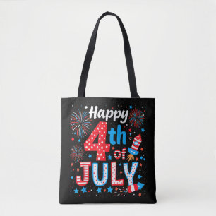 Bolso De Tela Feliz 4 De Julio Bandera Patriótica Estadounidense