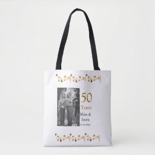 Bolso De Tela Feliz 50° aniversario agregar pareja fecha de matr