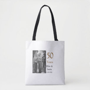 Bolso De Tela Feliz 50° aniversario agregar pareja fecha de matr