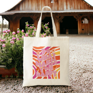 Bolso De Tela Feliz afirmación del lindo retro Tote Bag