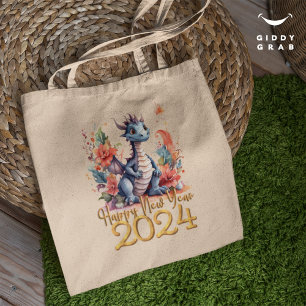 Bolso De Tela Feliz Año Nuevo 2024 Color del agua del dragón chi