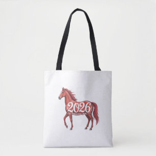 Bolso De Tela Feliz Año Nuevo 2026, caballo rojo chino