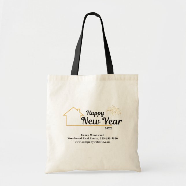 Bolso De Tela Feliz Año Nuevo | Apreciación del cliente inmobili (Frente)