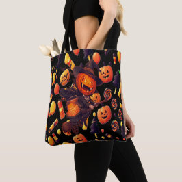 Bolso De Tela Feliz arte de la calabaza de Halloween