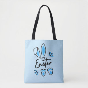 Bolso De Tela Feliz azul de Pascua