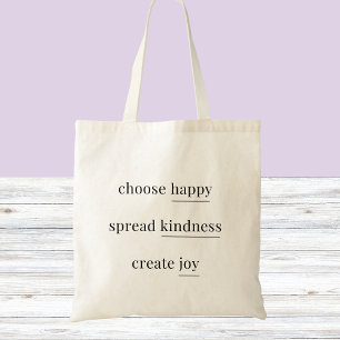 Bolso De Tela Feliz, bondad, alegría - afirmación diaria simple